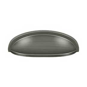 Deltana [K407U15A] Solid Brass Cabinet Cup Pull - Elongated - Antique Nickel Finish - 3" C/C - 4 5/8" L