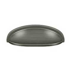 Deltana [K407U15A] Solid Brass Cabinet Cup Pull - Elongated - Antique Nickel Finish - 3&quot; C/C - 4 5/8&quot; L