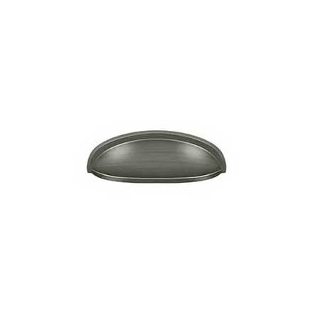 Deltana [K407U15A] Solid Brass Cabinet Cup Pull - Elongated - Antique Nickel Finish - 3&quot; C/C - 4 5/8&quot; L