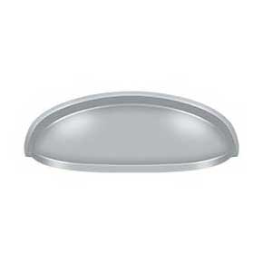 Deltana [K407U26D] Solid Brass Cabinet Cup Pull - Elongated - Brushed Chrome Finish - 3" C/C - 4 5/8" L