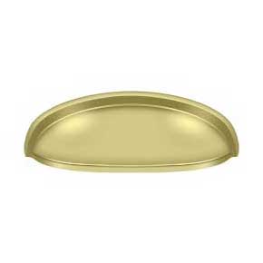 Deltana [K407U3] Solid Brass Cabinet Cup Pull - Elongated - Polished Brass Finish - 3" C/C - 4 5/8" L