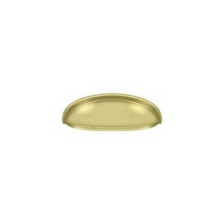 Deltana [K407U3] Solid Brass Cabinet Cup Pull - Elongated - Polished Brass Finish - 3" C/C - 4 5/8" L