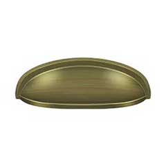 Deltana [K407U5] Solid Brass Cabinet Cup Pull - Elongated - Antique Brass Finish - 3&quot; C/C - 4 5/8&quot; L