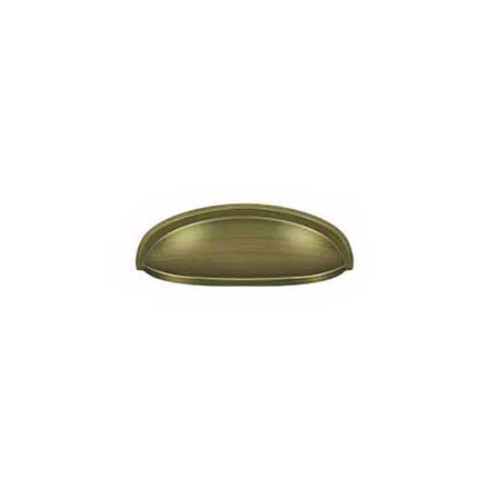 Deltana [K407U5] Solid Brass Cabinet Cup Pull - Elongated - Antique Brass Finish - 3&quot; C/C - 4 5/8&quot; L