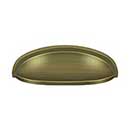 Deltana [K407U5] Solid Brass Cabinet Cup Pull - Elongated - Antique Brass Finish - 3" C/C - 4 5/8" L