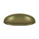 Deltana [K407U5] Solid Brass Cabinet Cup Pull - Elongated - Antique Brass Finish - 3&quot; C/C - 4 5/8&quot; L