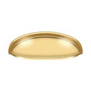 Deltana [K407CR003] Solid Brass Cabinet Cup Pull - Elongated - Polished Brass (PVD) Finish - 3" C/C - 4 5/8" L