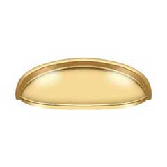 Deltana [K407CR003] Solid Brass Cabinet Cup Pull - Elongated - Polished Brass (PVD) Finish - 3&quot; C/C - 4 5/8&quot; L