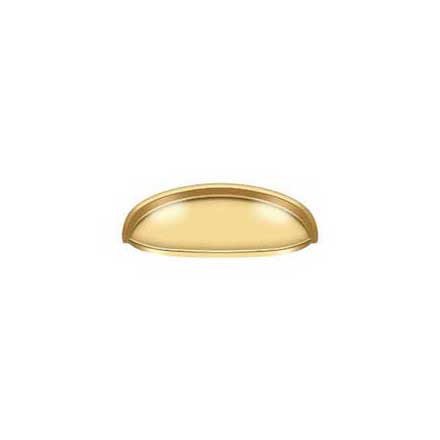 Deltana [K407CR003] Solid Brass Cabinet Cup Pull - Elongated - Polished Brass (PVD) Finish - 3&quot; C/C - 4 5/8&quot; L