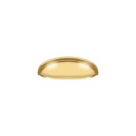 Deltana [K407CR003] Solid Brass Cabinet Cup Pull - Elongated - Polished Brass (PVD) Finish - 3&quot; C/C - 4 5/8&quot; L