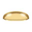 Deltana [K407CR003] Solid Brass Cabinet Cup Pull - Elongated - Polished Brass (PVD) Finish - 3" C/C - 4 5/8" L