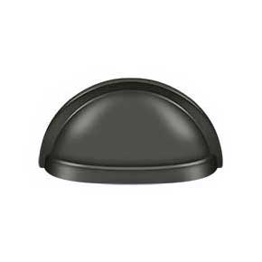Deltana [K43U10B] Solid Brass Cabinet Cup Pull - Oval Shell - Oil Rubbed Bronze Finish - 3" C/C - 3 1/2" L