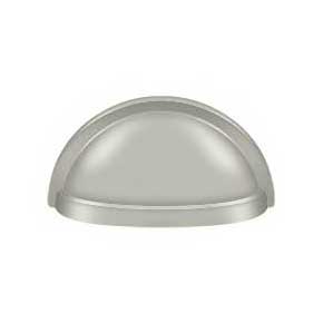 Deltana [K43U15] Solid Brass Cabinet Cup Pull - Oval Shell - Brushed Nickel Finish - 3" C/C - 3 1/2" L