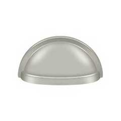 Deltana [K43U15] Solid Brass Cabinet Cup Pull - Oval Shell - Brushed Nickel Finish - 3&quot; C/C - 3 1/2&quot; L