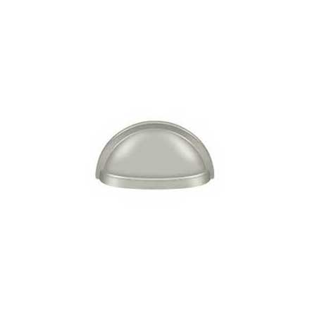 Deltana [K43U15] Solid Brass Cabinet Cup Pull - Oval Shell - Brushed Nickel Finish - 3" C/C - 3 1/2" L