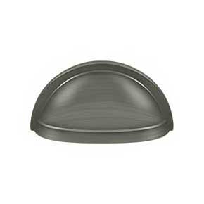 Deltana [K43U15A] Solid Brass Cabinet Cup Pull - Oval Shell - Antique Nickel Finish - 3" C/C - 3 1/2" L