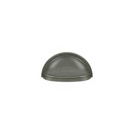 Deltana [K43U15A] Solid Brass Cabinet Cup Pull - Oval Shell - Antique Nickel Finish - 3&quot; C/C - 3 1/2&quot; L