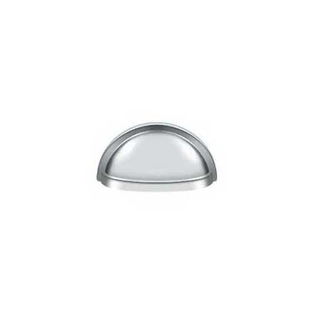 Deltana [K43U26] Solid Brass Cabinet Cup Pull - Oval Shell - Polished Chrome Finish - 3&quot; C/C - 3 1/2&quot; L