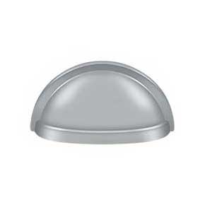Deltana [K43U26D] Solid Brass Cabinet Cup Pull - Oval Shell - Brushed Chrome Finish - 3" C/C - 3 1/2" L