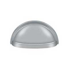 Deltana [K43U26D] Solid Brass Cabinet Cup Pull - Oval Shell - Brushed Chrome Finish - 3&quot; C/C - 3 1/2&quot; L