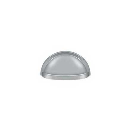 Deltana [K43U26D] Solid Brass Cabinet Cup Pull - Oval Shell - Brushed Chrome Finish - 3" C/C - 3 1/2" L