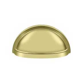 Deltana [K43U3] Solid Brass Cabinet Cup Pull - Oval Shell - Polished Brass Finish - 3" C/C - 3 1/2" L
