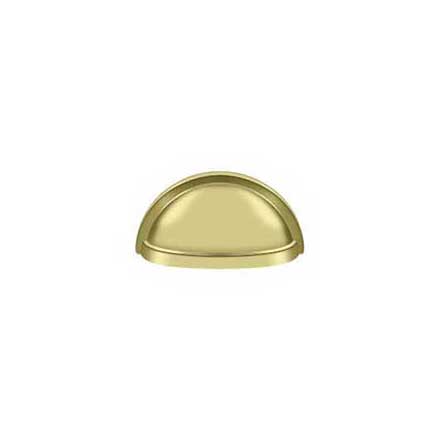 Deltana [K43U3] Solid Brass Cabinet Cup Pull - Oval Shell - Polished Brass Finish - 3&quot; C/C - 3 1/2&quot; L