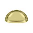 Deltana [K43U3] Solid Brass Cabinet Cup Pull - Oval Shell - Polished Brass Finish - 3" C/C - 3 1/2" L