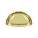 Deltana [K43U3] Solid Brass Cabinet Cup Pull - Oval Shell - Polished Brass Finish - 3" C/C - 3 1/2" L