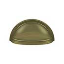 Deltana [K43U5] Solid Brass Cabinet Cup Pull - Oval Shell - Antique Brass Finish - 3" C/C - 3 1/2" L