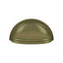 Deltana [K43U5] Solid Brass Cabinet Cup Pull - Oval Shell - Antique Brass Finish - 3&quot; C/C - 3 1/2&quot; L
