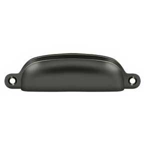 Deltana [SHP29U10B] Solid Brass Cabinet Cup Pull - Exposed - Oil Rubbed Bronze Finish - 3 5/8" C/C - 4 1/8" L