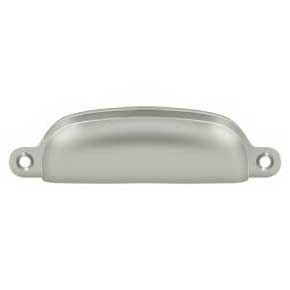 Deltana [SHP29U15] Solid Brass Cabinet Cup Pull - Exposed - Brushed Nickel Finish - 3 5/8" C/C - 4 1/8" L
