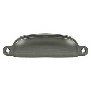 Deltana [SHP29U15A] Solid Brass Cabinet Cup Pull - Exposed - Antique Nickel Finish - 3 5/8" C/C - 4 1/8" L