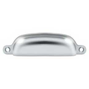 Deltana [SHP29U26] Solid Brass Cabinet Cup Pull - Exposed - Polished Chrome Finish - 3 5/8" C/C - 4 1/8" L