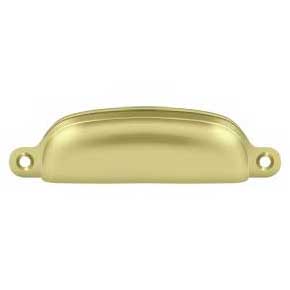 Deltana [SHP29U3] Solid Brass Cabinet Cup Pull - Exposed - Polished Brass Finish - 3 5/8" C/C - 4 1/8" L