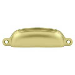 Deltana [SHP29U3] Solid Brass Cabinet Cup Pull - Exposed - Polished Brass Finish - 3 5/8&quot; C/C - 4 1/8&quot; L