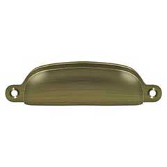Deltana [SHP29U5] Solid Brass Cabinet Cup Pull - Exposed - Antique Brass Finish - 3 5/8&quot; C/C - 4 1/8&quot; L