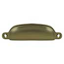 Deltana [SHP29U5] Solid Brass Cabinet Cup Pull - Exposed - Antique Brass Finish - 3 5/8" C/C - 4 1/8" L
