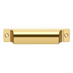 Deltana [SHP40CR003] Solid Brass Cabinet Cup Pull - Shell - Polished Brass (PVD) Finish - 4" C/C - 4 1/2" L
