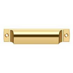 Deltana [SHP40CR003] Solid Brass Cabinet Cup Pull - Shell - Polished Brass (PVD) Finish - 4&quot; C/C - 4 1/2&quot; L