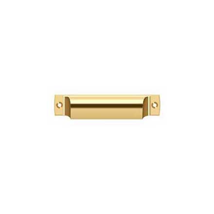 Deltana [SHP40CR003] Solid Brass Cabinet Cup Pull - Shell - Polished Brass (PVD) Finish - 4" C/C - 4 1/2" L
