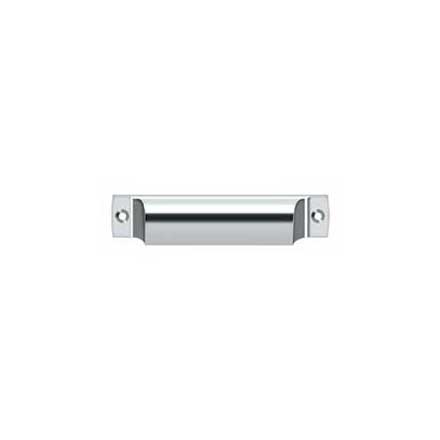 Deltana [SHP40U26] Solid Brass Cabinet Cup Pull - Shell - Polished Chrome Finish - 4&quot; C/C - 4 1/2&quot; L