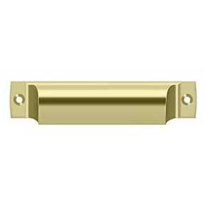 Deltana [SHP40U3-UNL] Solid Brass Cabinet Cup Pull - Shell - Polished Brass (Unlacquered) Finish - 4" C/C - 4 1/2" L