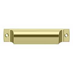 Deltana [SHP40U3-UNL] Solid Brass Cabinet Cup Pull - Shell - Polished Brass (Unlacquered) Finish - 4&quot; C/C - 4 1/2&quot; L