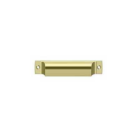 Deltana [SHP40U3-UNL] Solid Brass Cabinet Cup Pull - Shell - Polished Brass (Unlacquered) Finish - 4&quot; C/C - 4 1/2&quot; L