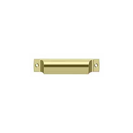 Deltana [SHP40U3-UNL] Solid Brass Cabinet Cup Pull - Shell - Polished Brass (Unlacquered) Finish - 4&quot; C/C - 4 1/2&quot; L