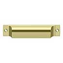 Deltana [SHP40U3-UNL] Solid Brass Cabinet Cup Pull - Shell - Polished Brass (Unlacquered) Finish - 4" C/C - 4 1/2" L