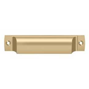 Deltana [SHP40U4] Solid Brass Cabinet Cup Pull - Shell - Brushed Brass Finish - 4" C/C - 4 1/2" L