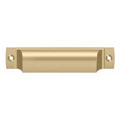 Deltana [SHP40U4] Solid Brass Cabinet Cup Pull - Shell - Brushed Brass Finish - 4&quot; C/C - 4 1/2&quot; L